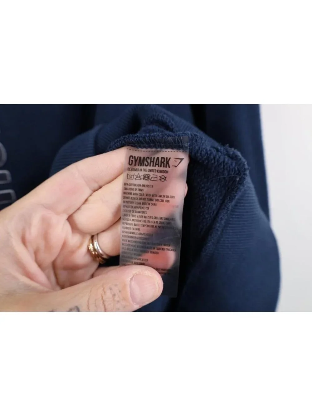 Gymshark Mens Medium Faded Spell Out Running Jogging Gym Hoodie Sweatshirt Blue